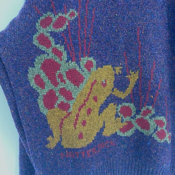 Vintage Men’s New Wool Sweater Novelty Fog Natterjack Made in Ireland Size XL Pu - Picture 2 of 7